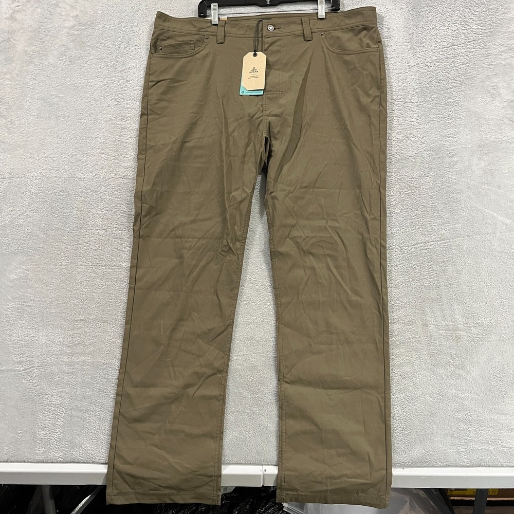 Prana Stretch Brion Slim Fit Hiking Pants Slate Green Mens 42x34 Outdoor Camping
